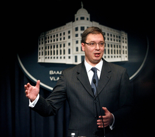 SERBIAN PRIME MINISTER ALEKSANDAR VUCIC REPLIES TO THE QUESTION POSED BY MP SAIP KAMBERI
