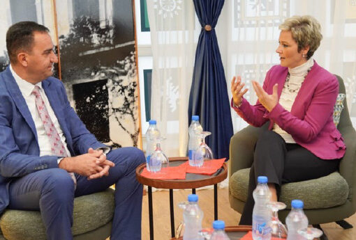 Састанак в.д. директора Службе Координационог тела Владе Републике Србије за општине Прешево, Бујановац и Медвеђа Ненада Митровића са председницом општине Прешево Ардитом Синани